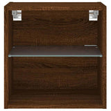 Bedside Cabinets with LED Lights Wall-mounted 2 pcs Brown Oak 837077