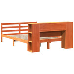 ZNTS Bookcase Bed without Mattress Wax Brown 120x190 cm Small Double Solid Wood Pine 3321862