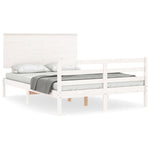 ZNTS Bed Frame without Mattress White 140x190 cm Solid Wood 3195202