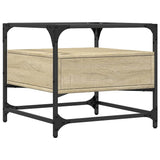 Coffee Table with Glass Top Sonoma Oak 50x50x45 cm Steel 846050