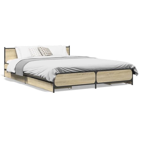 ZNTS Bed Frame with Drawers Sonoma Oak 120x200 cm Engineered Wood 3279938