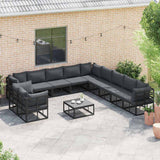 Garden Sofa Set with Cushion Black Aluminium 3378886
