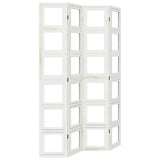 Room Divider 4 Panels White Solid Wood Paulownia 358692