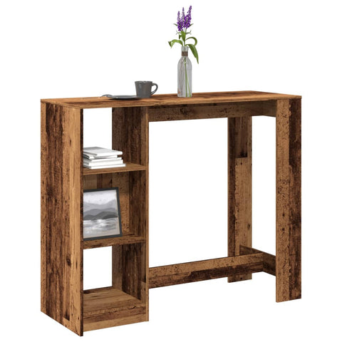 ZNTS Bar Table with Shelf Old Wood 124x46x103.5 cm Engineered Wood 854398