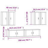 6 Piece TV Cabinet Set Smoked Oak Engineered Wood 3188715