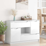 Sideboard High Gloss White 100 x 30 x 65.6 Engineered Wood 888791