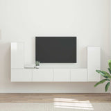 TV Cabinet Set 4 pcs High Gloss White Engineered Wood 3409118