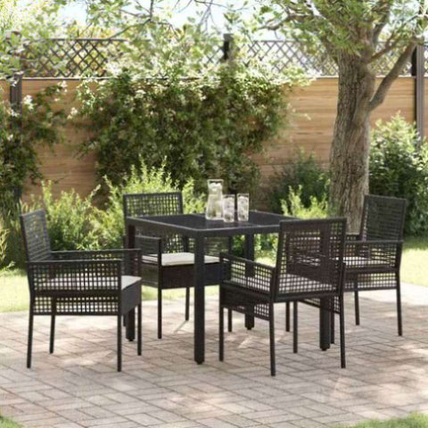 Garden Dining Set 5 pcs Black Poly rattan 3334856