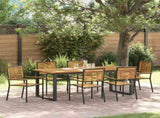 Garden Dining Set 7 pcs Black Solid Acacia Wood 3365466
