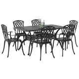 Garden Dining Set 7 pcs Black Aluminium 3334681