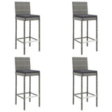 5 Piece Garden Bar Set with Cushions Grey Poly Rattan 3203920