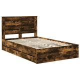 Bed Frame with Drawer Smoked Oak 120 x 200 cm Engineer Wood 3410195
