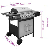 Gas Barbecue Grill 41 Cooking Zone Black and Silver 41901