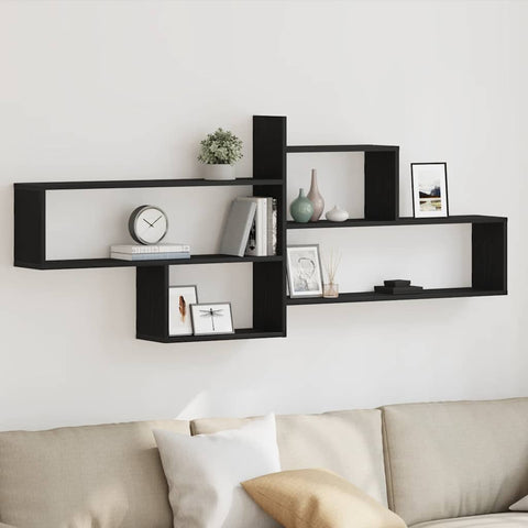 ZNTS Wall Shelf Black Oak 167.5x18x68 cm Engineered Wood 868075