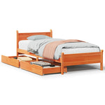 ZNTS Bed Frame without Mattress Wax Brown 100x200 cm Solid Wood Pine 3309778