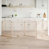 Dog Gate with Door Foldable 4 Panels 320 cm Poplar Wood 352211
