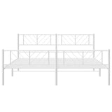 Metal Bed Frame without Mattress with Footboard White 183x213cm 372251