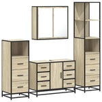 ZNTS 4 Piece Bathroom Furniture Set Sonoma Oak Engineered Wood 3301261