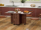 Multi-Storage Six-Person Drop Leaf Dining Table - Distressed Brown T3398P344156