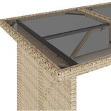 Garden Table with Glass Top Beige 110x68x70 cm Poly Rattan 366353