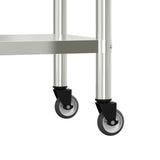Kitchen Work Table with Overshelf 110x30x120 cm Stainless Steel 3208897