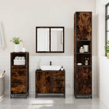 3 Piece Bathroom Furniture Set Smoked Oak Engineered Wood 3301017