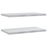 Wall Shelves 2 pcs 75x40x3 cm Silver Stainless Steel 30281