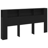 Headboard Cabinet with Shelf Black Oak 200 x 18.5 x 102.5 cm 862760