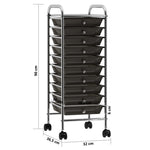 10-Drawer Mobile Storage Trolley Black Plastic 320402