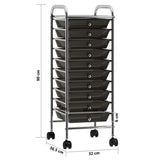 10-Drawer Mobile Storage Trolley Black Plastic 320402