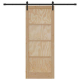Sliding Door Manual Natural and black 83 x 211 cm 3333310