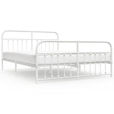 Bed Frame White Powder-coated steel Double Bed Frame 352650