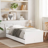 Bed Frame White Engineered Wood Single Bed Frame Rectangular 3207378