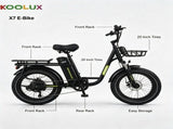 UK Warehouse In Stock, Koolux X7 Fat Tire EBike, 750W Peak Motor, Kenda Tires, Hydraulic Brakes, 34869347