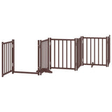 Dog Gate with Door Foldable 6 Panels Brown Oak 300 cm Solid Wood Fir 352293