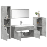 5 Piece Bathroom Furniture Set Concrete Grey Engineered Wood 3324878