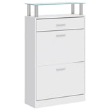 241244 Shoe Cabinet with a Drawer and a Top Glass Shelf Wood White