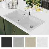 Overmount Kitchen Sink Double Basin Granite White 141677
