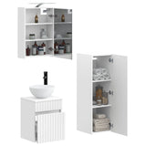 Bathroom Furniture Set 4 pcs White Engineered Wood and Glass 3407463