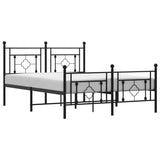 Metal Bed Frame without Mattress with Footboard Black 135x190cm 374356