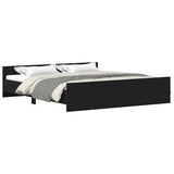 Bed Frame without Mattress Black Oak 200x200 cm Engineered Wood 3329305