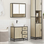 ZNTS 2 Piece Bathroom Furniture Set Sonoma Oak Engineered Wood 3300926