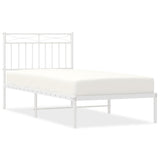 Metal Bed Frame without Mattress with Headboard White 90x190cm 373732