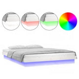 LED Bed Frame without Mattress White 160x200 cm Solid Wood 819983