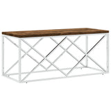Coffee Table Stainless Steel and Solid Wood Reclaimed 349965