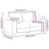 ZNTS Loveseat Sofa in Wine Red - 120 cm Fabric 4105220
