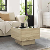 Side Table with LED Sonoma Oak 40x40x30 cm Engineered Wood 847499