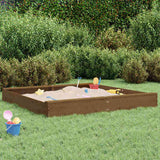 Sandbox with Seats Honey Brown Square Solid Wood Pine 825040