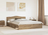 Bed Frame Artisian Oak 150 x 200 cm Solid Pine Wood 3412888