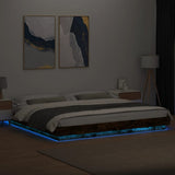 Bed Frame with LED Lights without Mattress Smoked Oak 200x200cm 3281074
